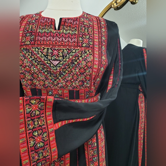 Princess Embroidered Palestinian Thobe in Red - Picture 3 of 3
